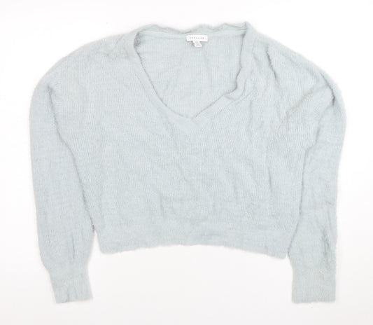 Topshop Women’s Grey V-Neck Knit Pullover Jumper Size M