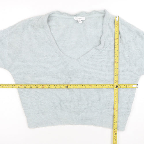Topshop Women’s Grey V-Neck Knit Pullover Jumper Size M