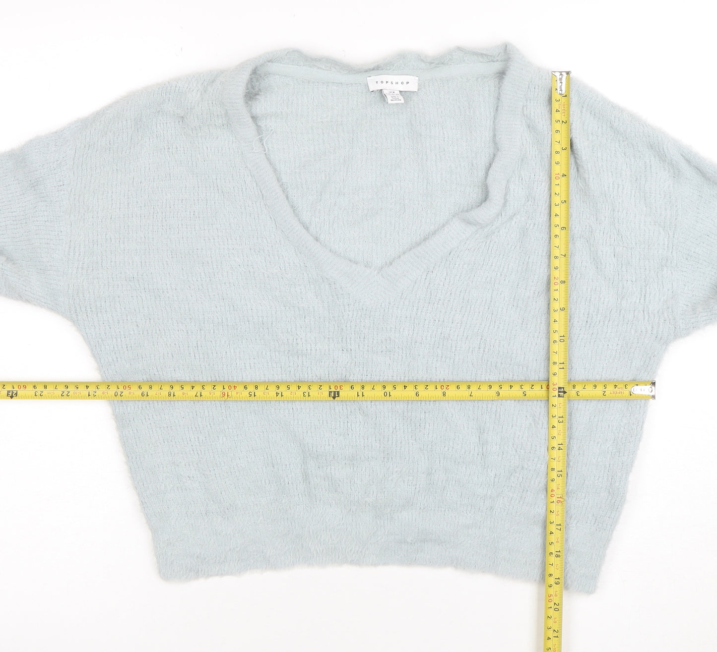 Topshop Women’s Grey V-Neck Knit Pullover Jumper Size M