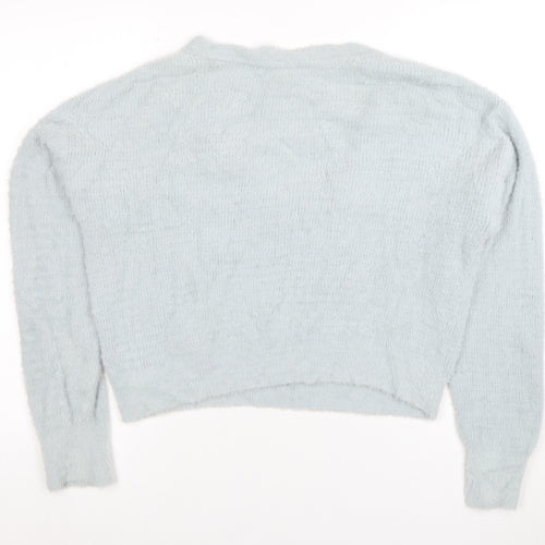 Topshop Women’s Grey V-Neck Knit Pullover Jumper Size M