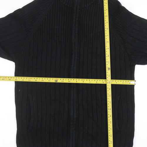 Next Men's Black Cotton Full Zip High Neck Jumper Size M