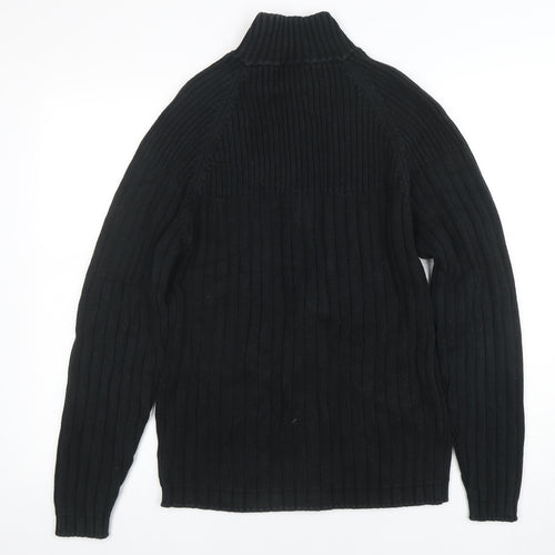 Next Men's Black Cotton Full Zip High Neck Jumper Size M