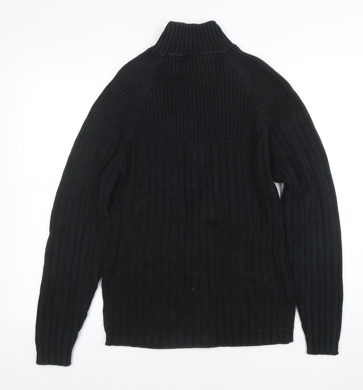 Next Men's Black Cotton Full Zip High Neck Jumper Size M
