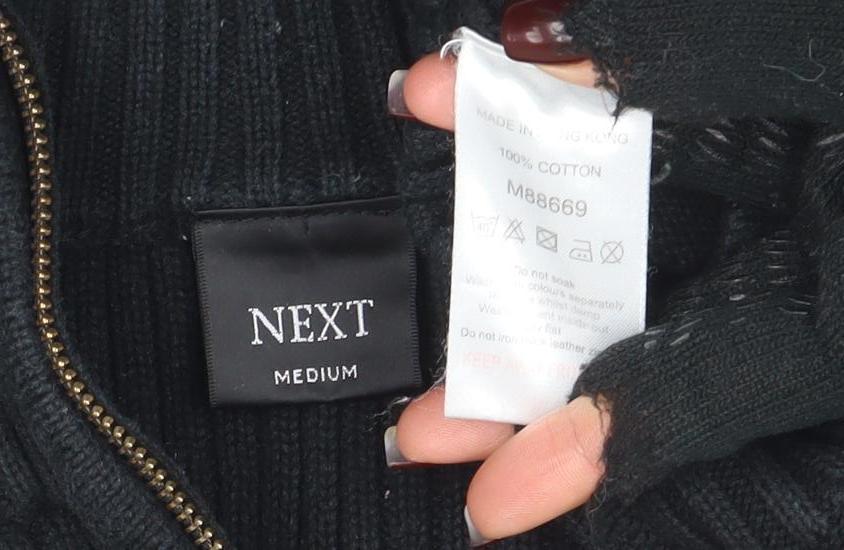 Next Men's Black Cotton Full Zip High Neck Jumper Size M