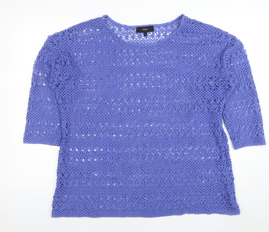 Next Women Blue Open-Knit Crochet Pullover Jumper Size 20