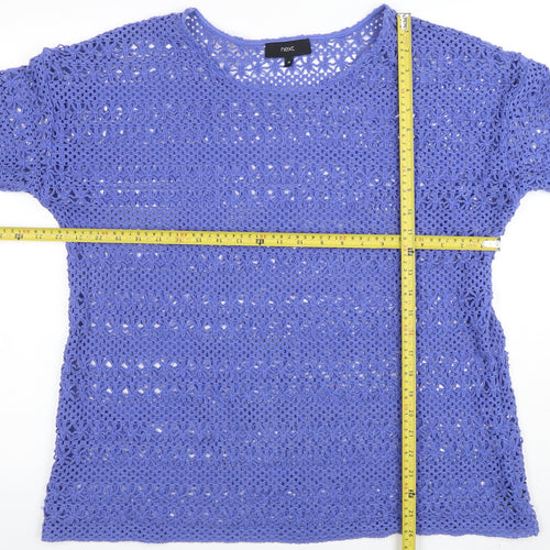Next Women Blue Open-Knit Crochet Pullover Jumper Size 20