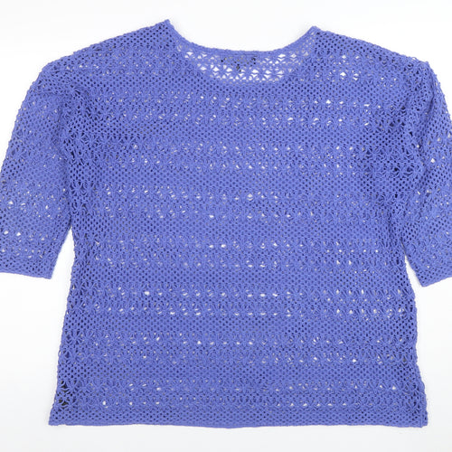 Next Women Blue Open-Knit Crochet Pullover Jumper Size 20