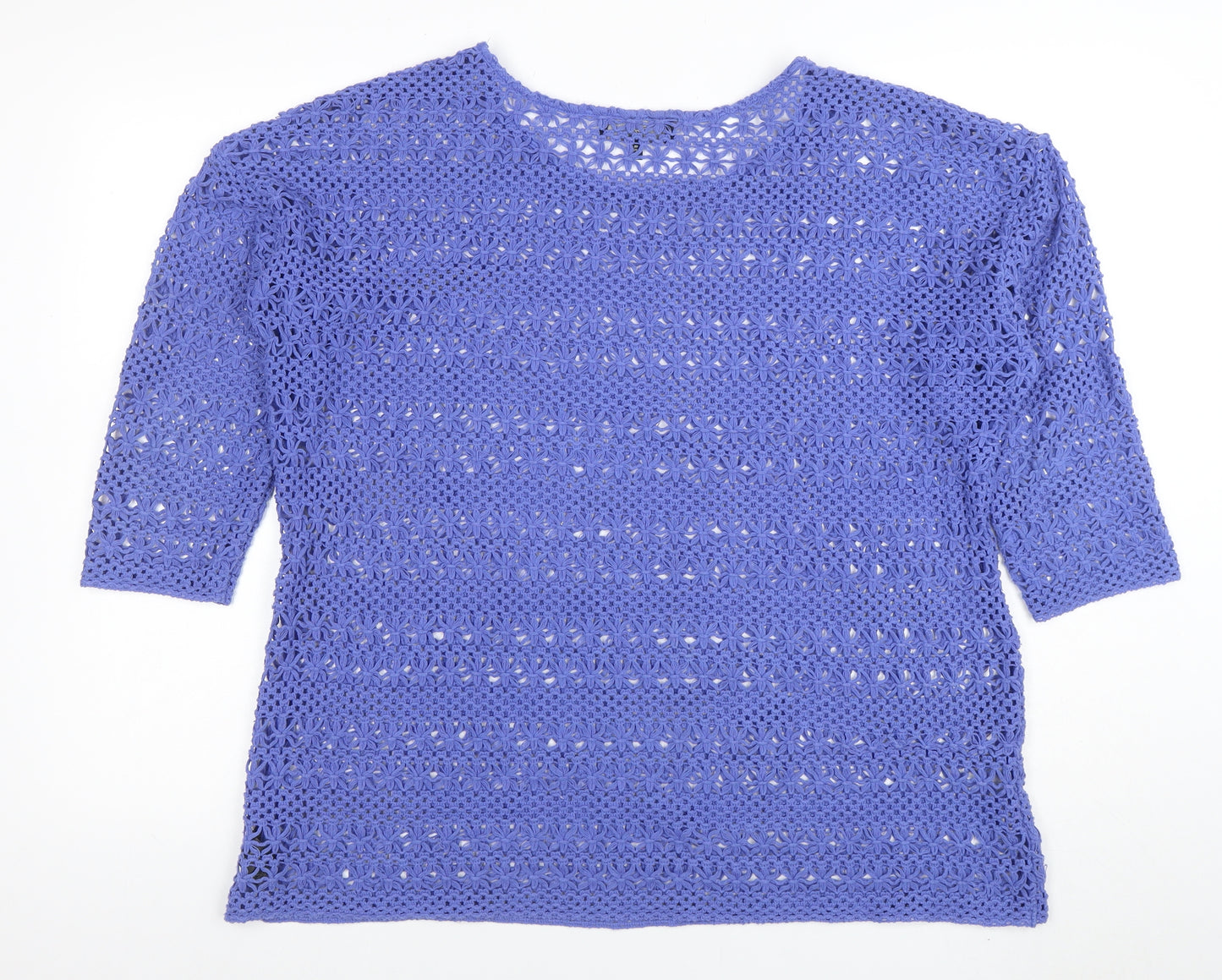 Next Women Blue Open-Knit Crochet Pullover Jumper Size 20