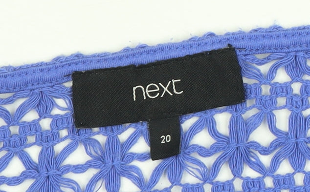 Next Women Blue Open-Knit Crochet Pullover Jumper Size 20