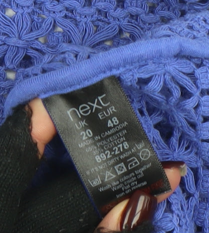 Next Women Blue Open-Knit Crochet Pullover Jumper Size 20