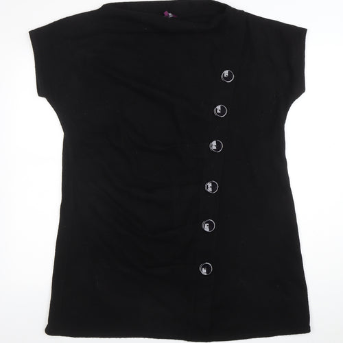 Inspire Womens Black Size 24 Tunic Knit Button Blouse