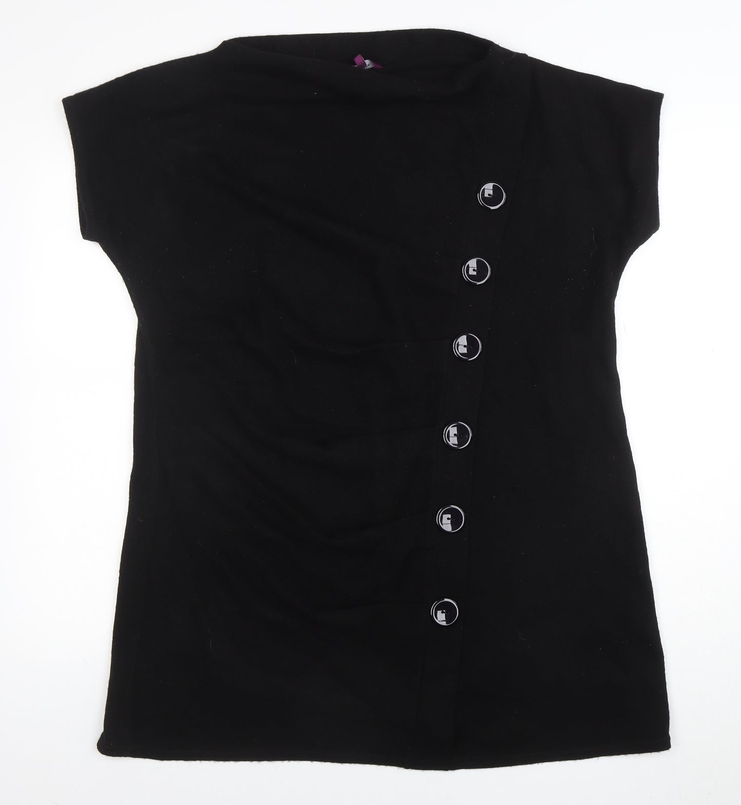 Inspire Womens Black Size 24 Tunic Knit Button Blouse