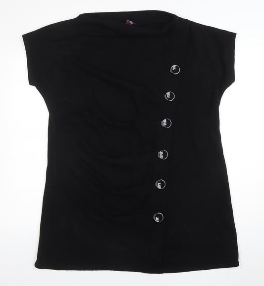 Inspire Womens Black Size 24 Tunic Knit Button Blouse