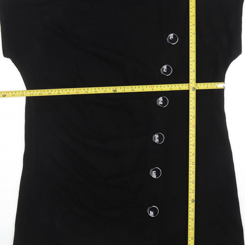 Inspire Womens Black Size 24 Tunic Knit Button Blouse