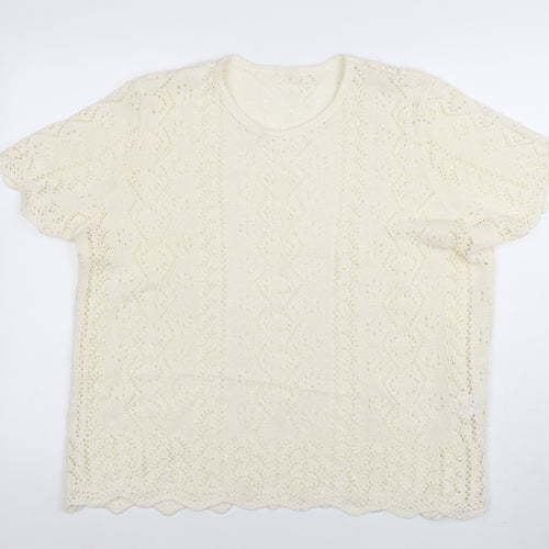 Berkertex Women Cream Knit Short Sleeve Jumper Size 22-24