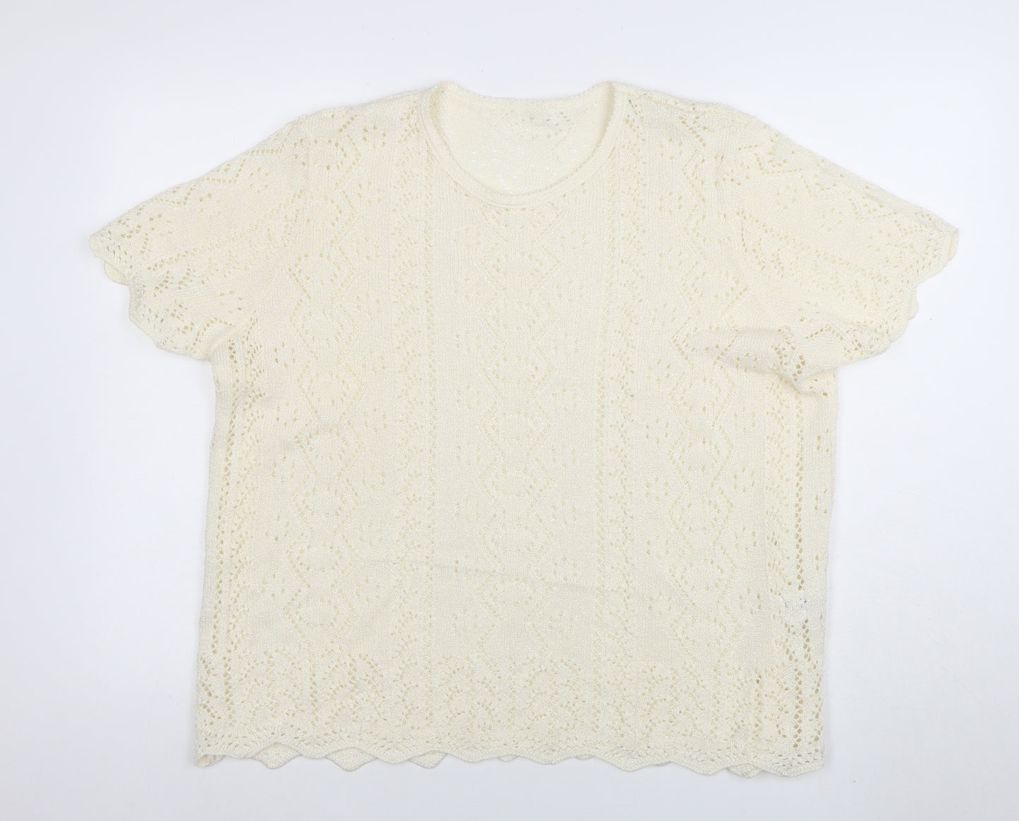 Berkertex Women Cream Knit Short Sleeve Jumper Size 22-24