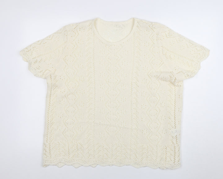 Berkertex Women Cream Knit Short Sleeve Jumper Size 22-24