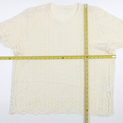 Berkertex Women Cream Knit Short Sleeve Jumper Size 22-24