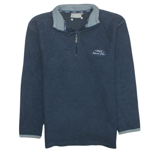 Weird Fish Men's Blue Cotton Blend 1/4 Zip Pullover Sweatshirt Size S