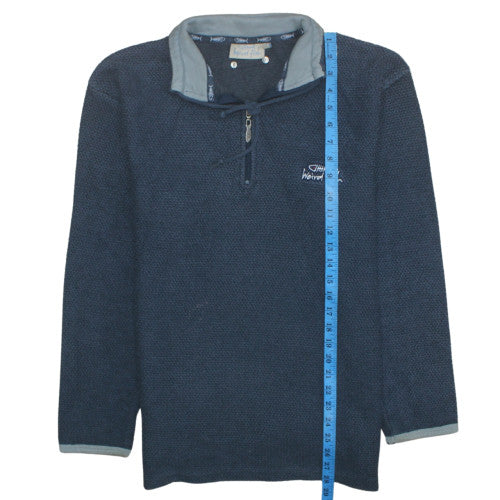 Weird Fish Men's Blue Cotton Blend 1/4 Zip Pullover Sweatshirt Size S