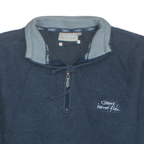 Weird Fish Men's Blue Cotton Blend 1/4 Zip Pullover Sweatshirt Size S