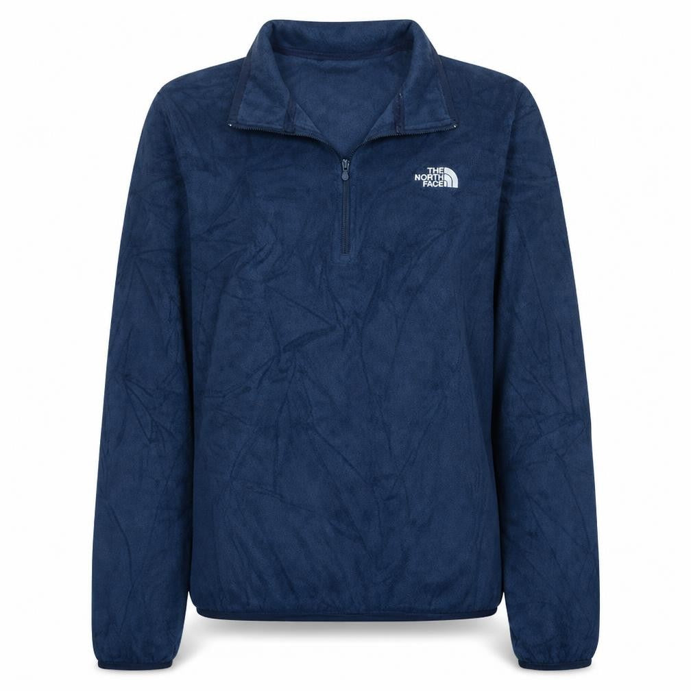 Front view of The North Face women’s navy fleece pullover sweatshirt m