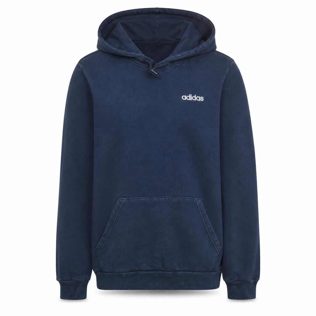 Front view of Adidas Men's Blue Pullover Hoodie, size S, Regular Fit Sportswear