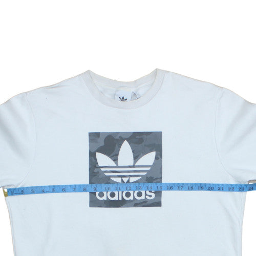 Adidas Men's White Crew Neck Pullover Sweatshirt L Graphic Logo