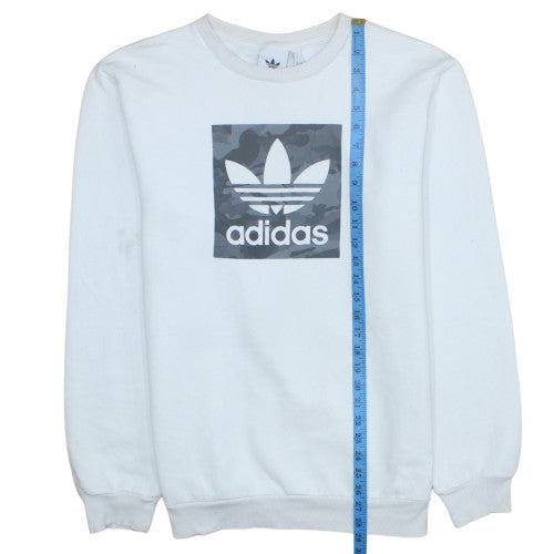 Adidas Men's White Crew Neck Pullover Sweatshirt L Graphic Logo