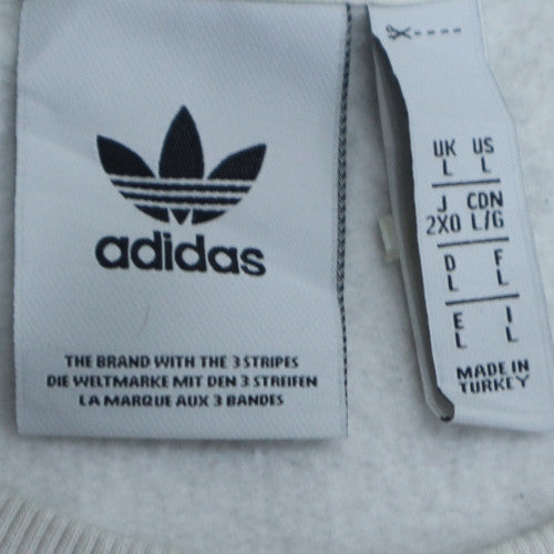 Adidas Men's White Crew Neck Pullover Sweatshirt L Graphic Logo