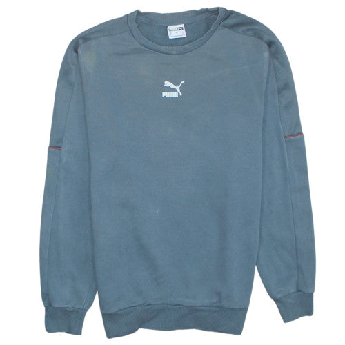 Puma Men's Blue Pullover Sweatshirt M Crew Neck Logo Fleece