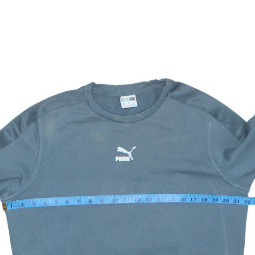 Puma Men's Blue Pullover Sweatshirt M Crew Neck Logo Fleece