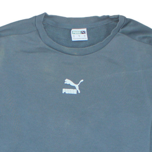 Puma Men's Blue Pullover Sweatshirt M Crew Neck Logo Fleece