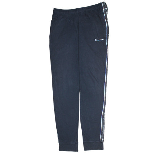 Champion Men's Black Jogger Trousers Size L with Side Stripe