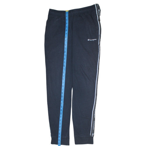 Champion Men's Black Jogger Trousers Size L with Side Stripe
