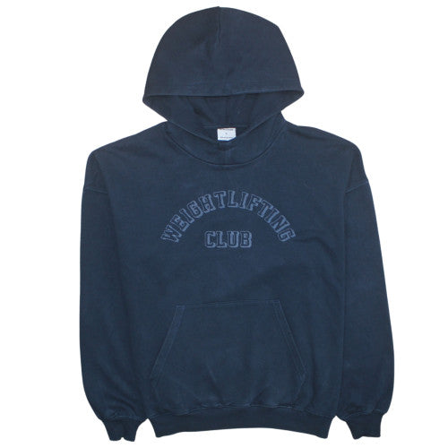 Gymshark Men's Navy Blue Pullover Hoodie Small Weightlifting Club Logo