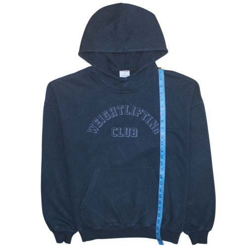 Gymshark Men's Navy Blue Pullover Hoodie Small Weightlifting Club Logo