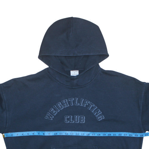 Gymshark Men's Navy Blue Pullover Hoodie Small Weightlifting Club Logo