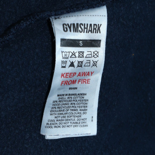 Gymshark Men's Navy Blue Pullover Hoodie Small Weightlifting Club Logo