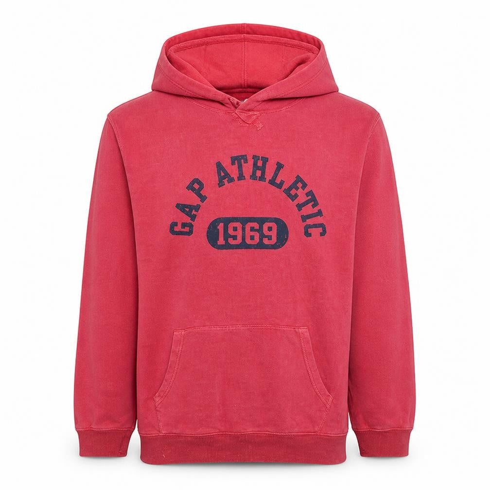 Front view of Gap Men's Red XL Pullover Hoodie Fleece Graphic Sweatshirt