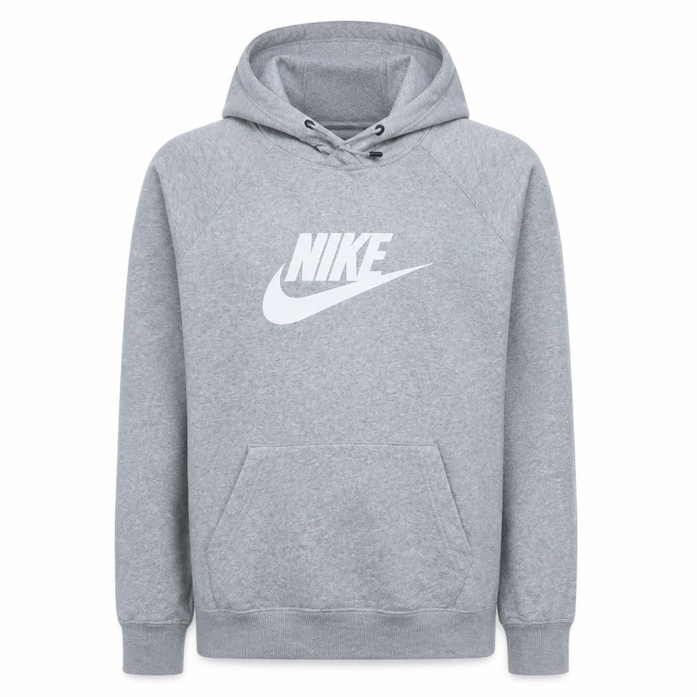 Front view of Nike Men's Grey Pullover Hoodie L Regular Fit Sports Style
