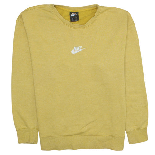 Nike Womens Yellow Crew Neck Pullover Sweatshirt XL Cotton Blend