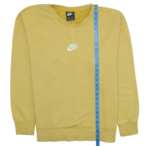 Nike Womens Yellow Crew Neck Pullover Sweatshirt XL Cotton Blend