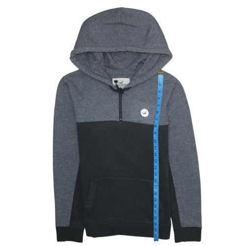 Hollister Men's Grey & Black 1/4 Zip Hoodie Small Pullover Sweatshirt