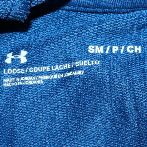 Under Armour Mens Blue Pullover Hoodie Size S Loose Fit