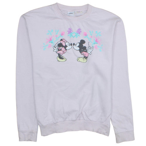 Disney Womens Pink Mickey & Minnie Cotton Sweatshirt Size 10 M
