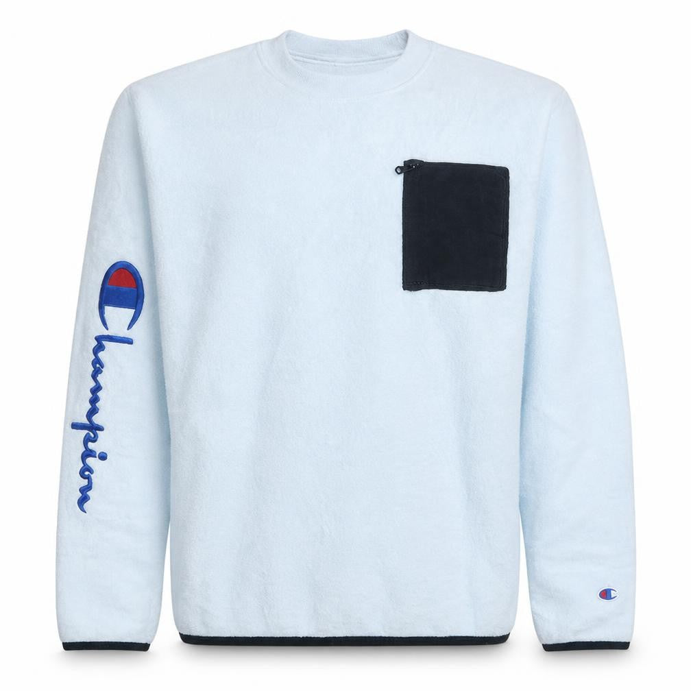 Champion Mens White Pullover Sweatshirt L Fleece Crew Neck Sports