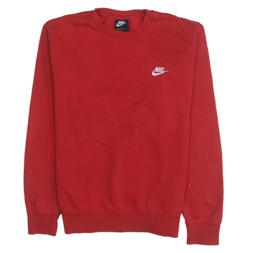 Nike Mens Red Crew Neck Pullover Sweatshirt Size M Cotton Blend