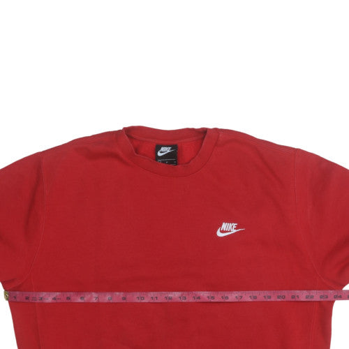 Nike Mens Red Crew Neck Pullover Sweatshirt Size M Cotton Blend
