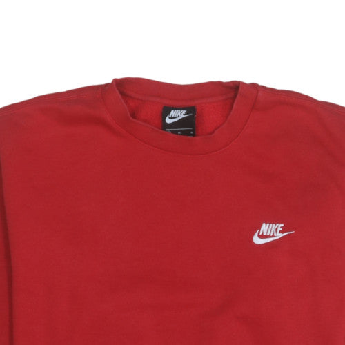 Nike Mens Red Crew Neck Pullover Sweatshirt Size M Cotton Blend